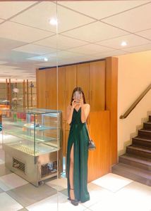 green maxi dress