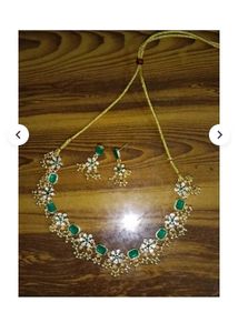 Gold Plated Emerald green Necklace Set