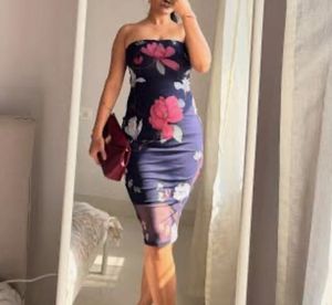 Strapless Floral Bodycon Dress