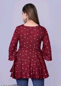 Maroon Polka Dot Bell Sleeve Top