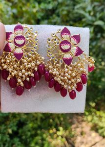 Elegant Berry &amp; Gold Chandelier Earrings❤