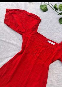 Mango Red Off-Shoulder Mini Dress
