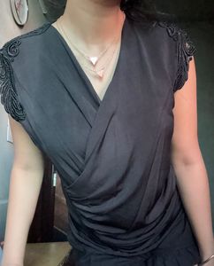 Chic Draped Wrap Top V neckline