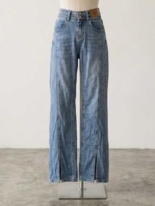 High-Waisted Front-Slit Panel Seam Flare Jeans