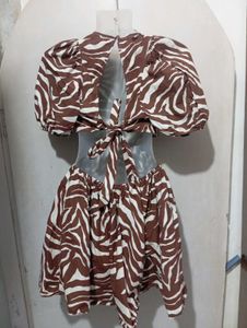 Trendy Zebra Print Cut-Out Mini Dress