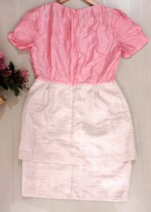 Stylish Western Korean Asian Dress Pink &amp; Nude Colour