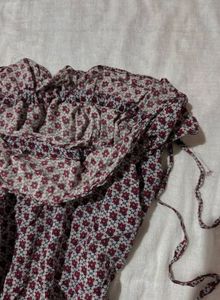 Chic Floral Print Smocked Top