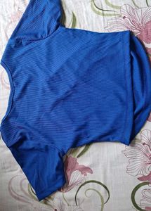 Royal  Blue Ribbed Cropped Top