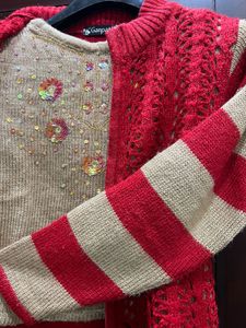 Red Zip-Up Cardigan