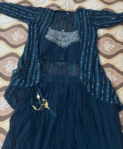 Elegant Teal Lehenga Choli with Jacket