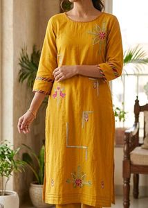 Embroidered Yellow Kurta