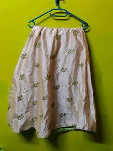 Green Embroidered Silk Blouse and skirt