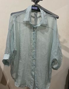 Light Blue Sheer Textured Top