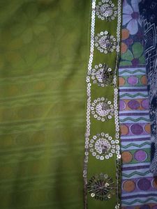 New Green Embellished Saree with blouse piece