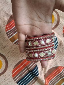 Red & Gold Embellished Bangles
