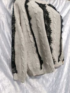 Lace Trim Knit Sweater
