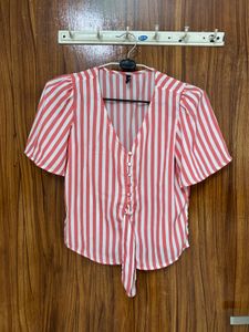 Striped Tie-Front Blouse