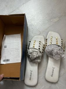 White Studded Slide Sandals