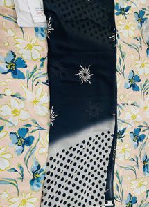 Elegant Black &amp; White Printed Saree