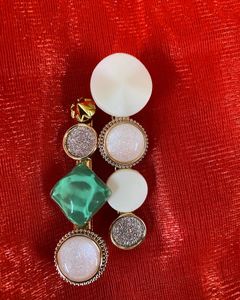 White With Green Marble Stone Hairclips