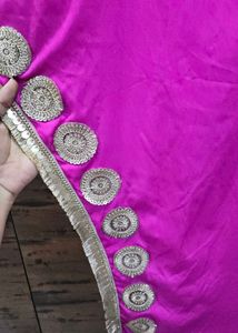 Vibrant Pink Kurta Set with Gold Embellishments