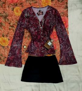 Faerie boho paisley print fitted top