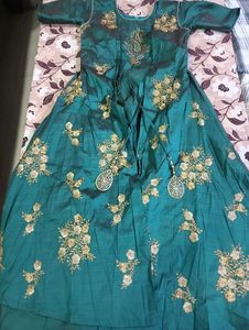 Elegant Teal Embroidered Gown set