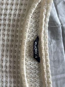 Off White Waffle Knit Full Sleeve Top 🤍