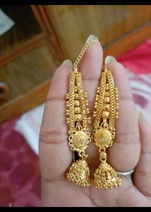 new gold pleated big jhumka with guranty