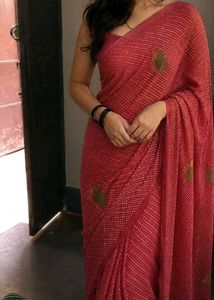Elegant Red Polka Dot Saree
