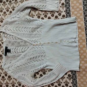 Light Blue Crochet Knit Cardigan