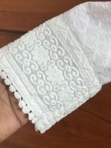 White Embroidery Kurthi Never Used