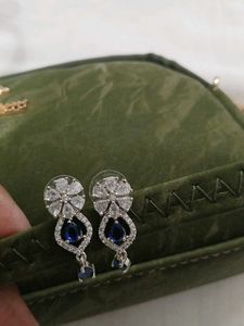 Elegant Blue &amp; White Stone Earrings
