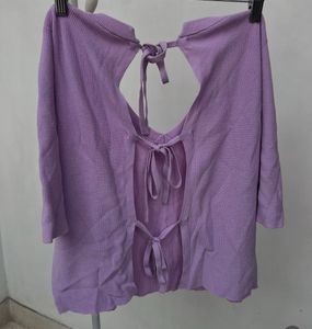 Lavender V-Neck Knit Top