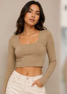 Ribbed Square Neck Crop Top