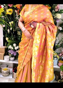 Beautiful Orange & Pink Silk Saree