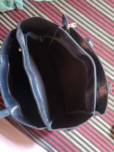 Stylish Blue Croc Embossed Handbag