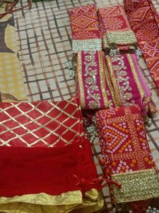 Embroidered Bandhani Dupatta with potliy