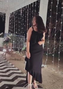 Chic latina Black Ruffle Maxi Dress