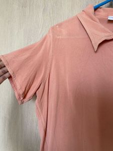 🧡Peach Collared Button-Up Top