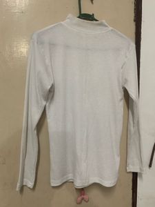 White Mock Neck Long Sleeve Top