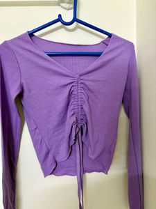 Purple Ruched Long Sleeve Top