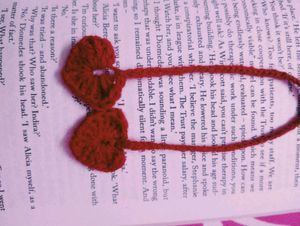 red heart crochet bookmark