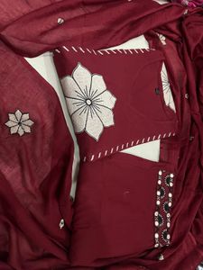 Maroon Kurta Set with Floral Embroidery