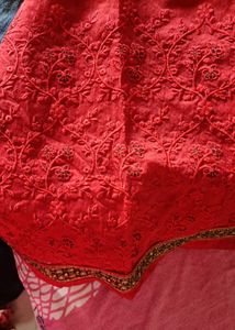 Red Embroidered kurta
