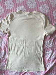 Cream Basic Short Sleeve T-Shirt