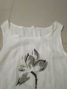White Floral Sleeveless Top