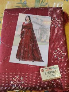 Maroon Embellished Saree
