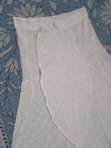 skirt White Ruffled Lace-Up Crop Top co