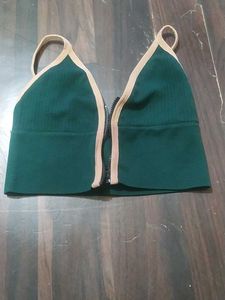 Green Sports Bra with Zipper